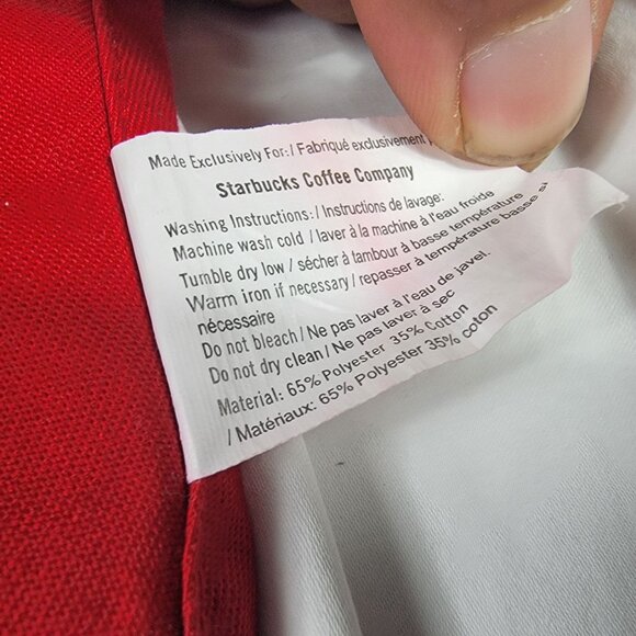 Starbucks Red Apron With Embroidered Logo 2 Pockets Adjustable Straps Workwear - Picture 4 of 6